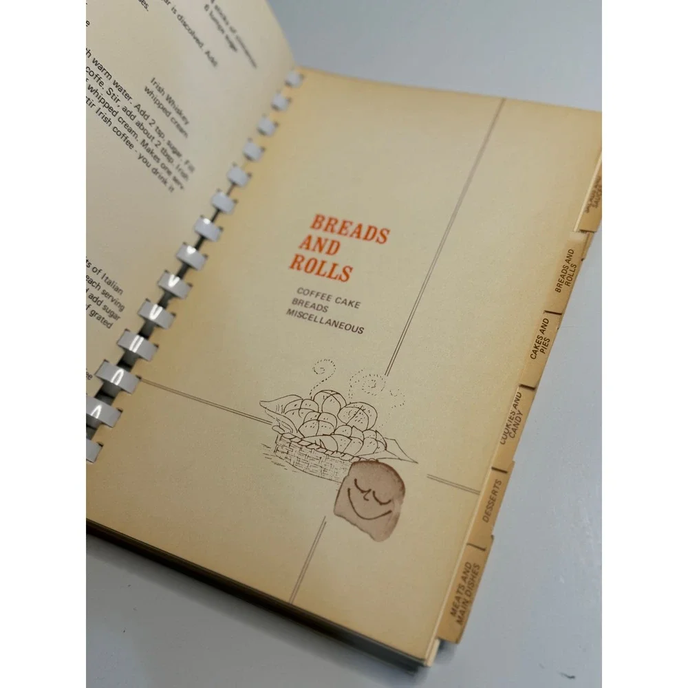 VTG Young Womens Club Cookbook Orange White Spiral Bound Retro Kitchen Recipes